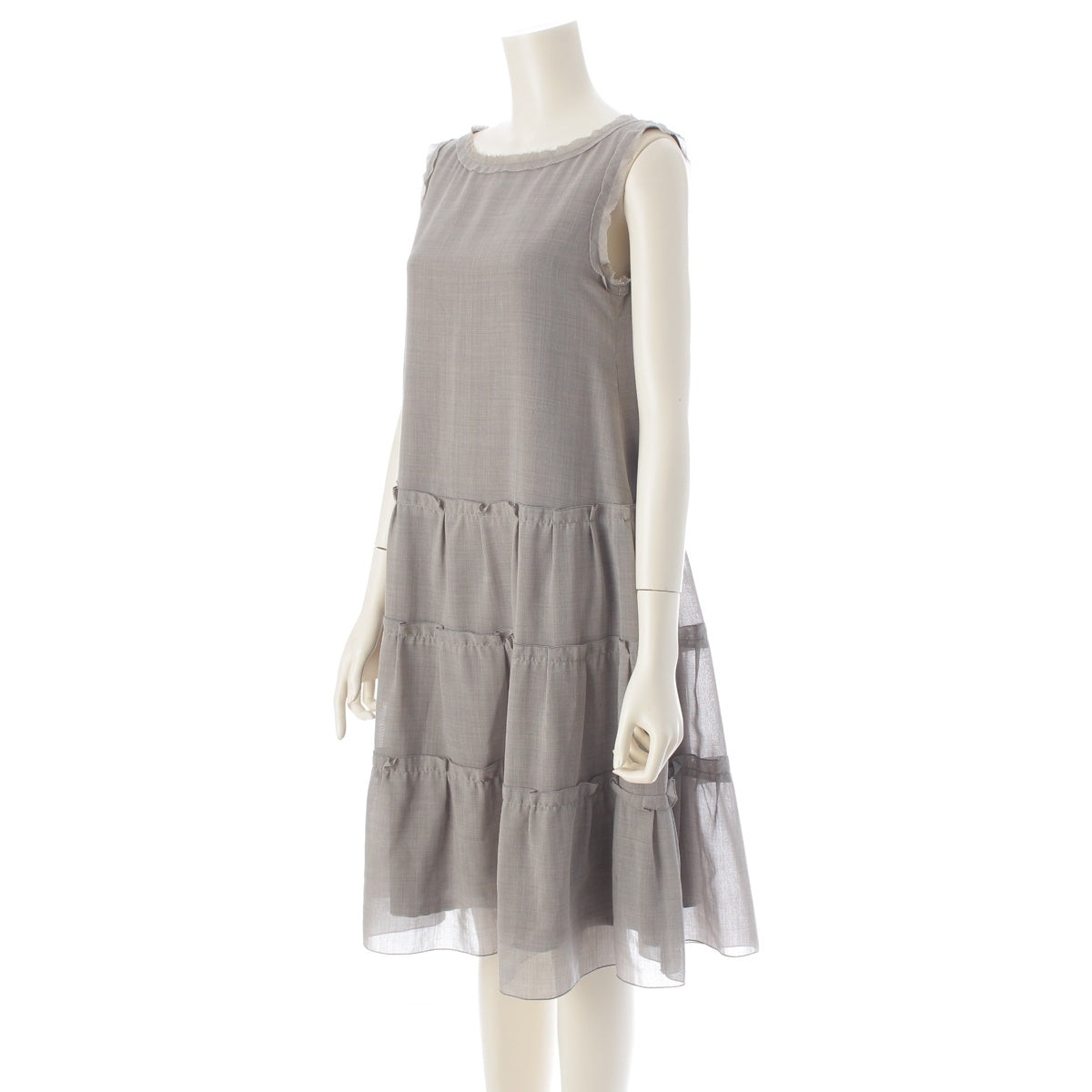 FOXEY Daisy Lin Dress Millefeuille polyester Sleeveless tiered one piece 06061 gray 38