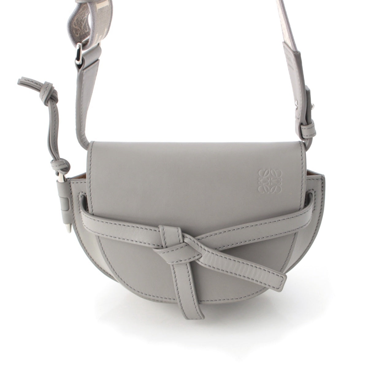LOEWE leather Gate Dual Logo Shoulder Bag gray mini