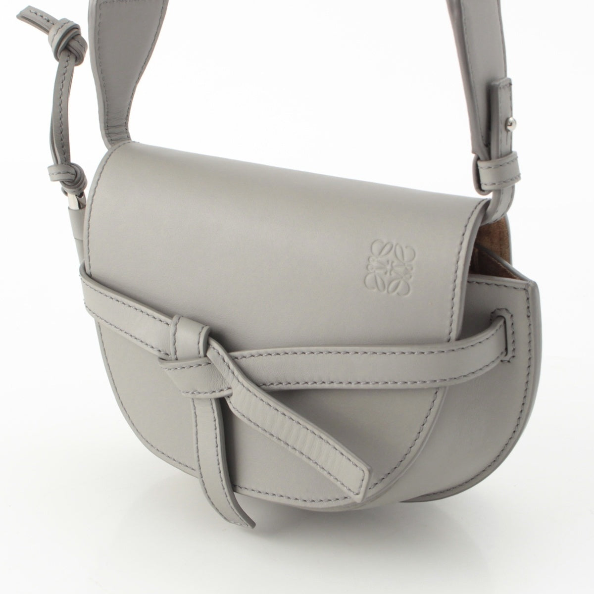 LOEWE leather Gate Dual Logo Shoulder Bag gray mini