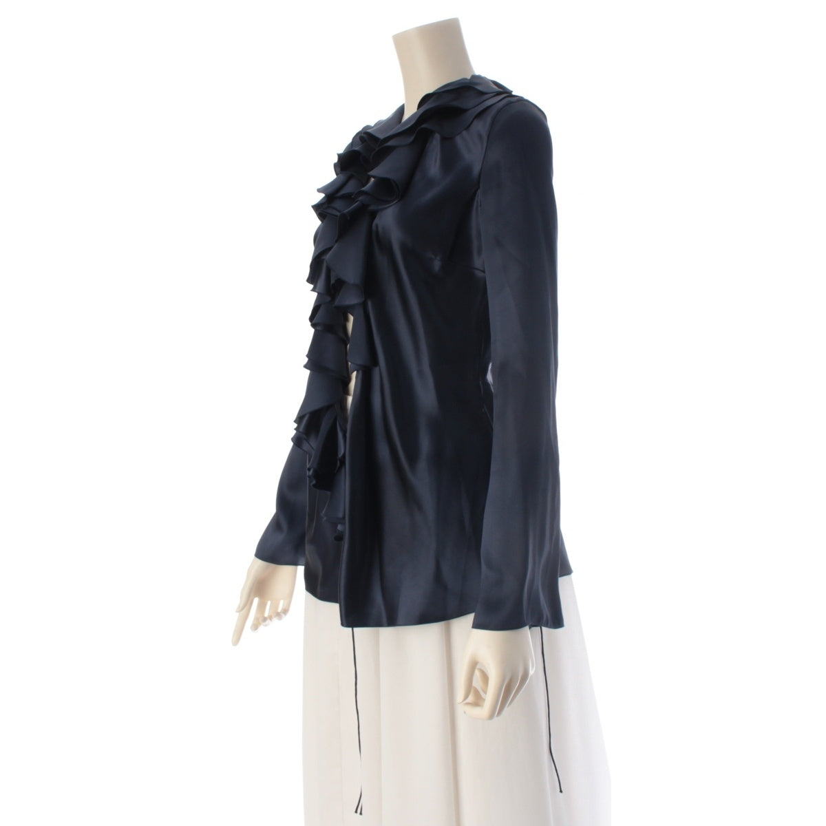 Dior silk Galliano period frills blouse shirt 8P12055570 Navy 44