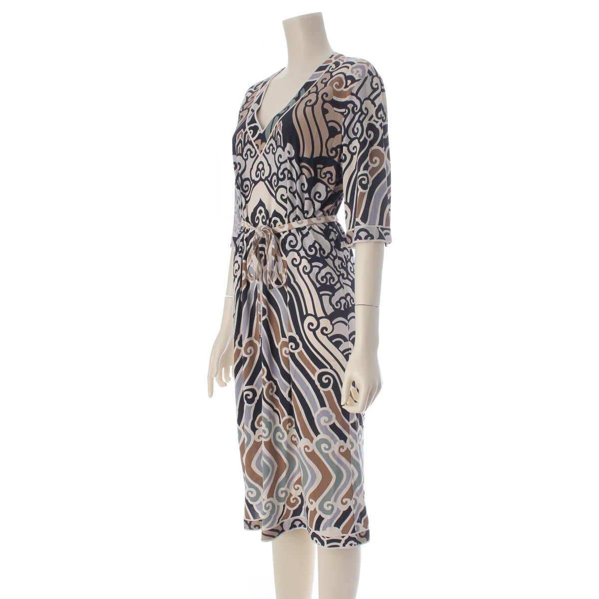 LEONARD Rayon All-over print V-neck with belt one piece 0450425 multicolor 42
