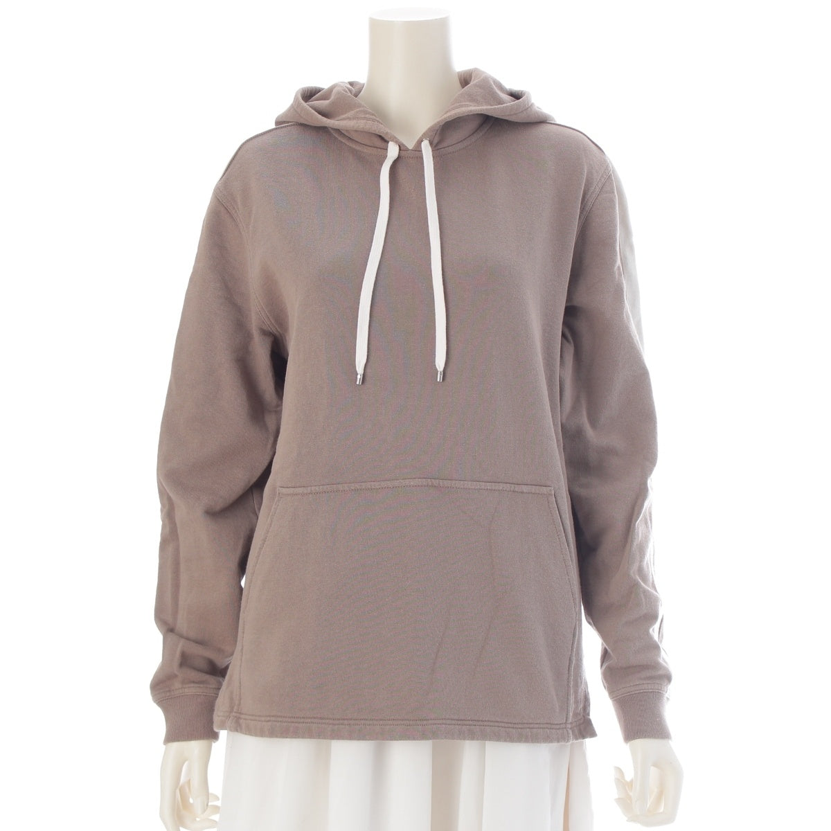 HERMES cotton Side Stripe Pullover Hoodie Parker Beige brown S
