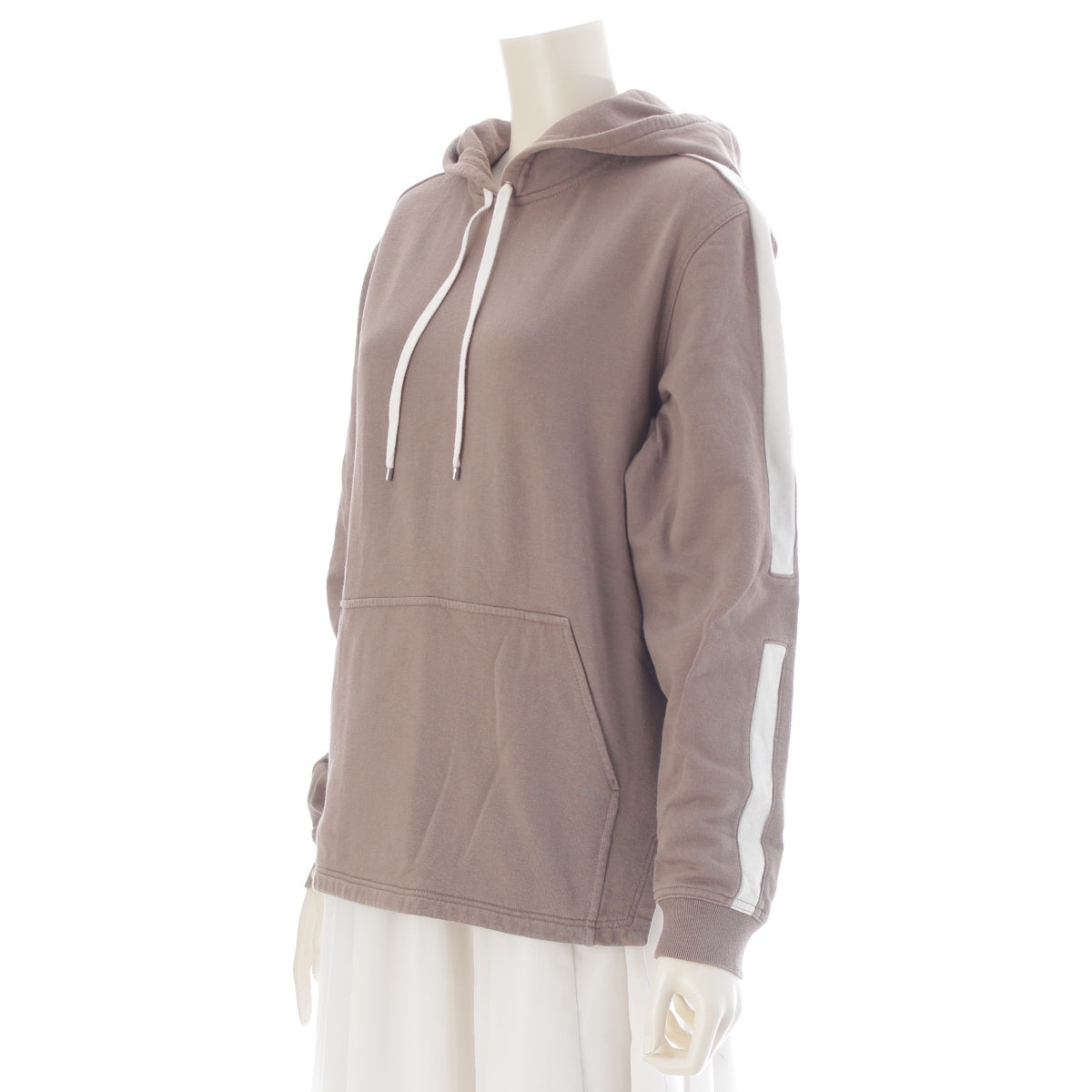 HERMES cotton Side Stripe Pullover Hoodie Parker Beige brown S
