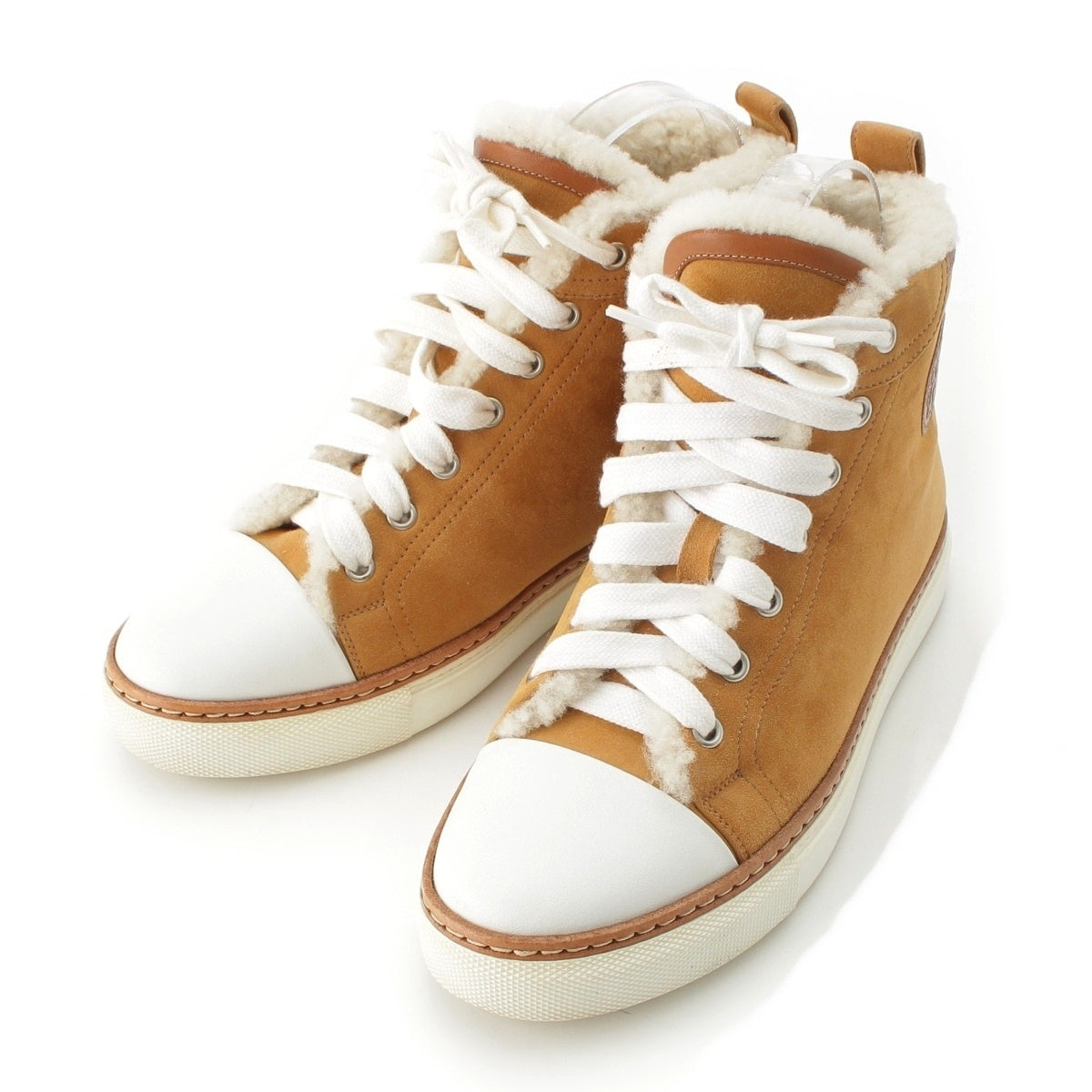 HERMES Jimmy Mouton High cut sneakers Beige white 37