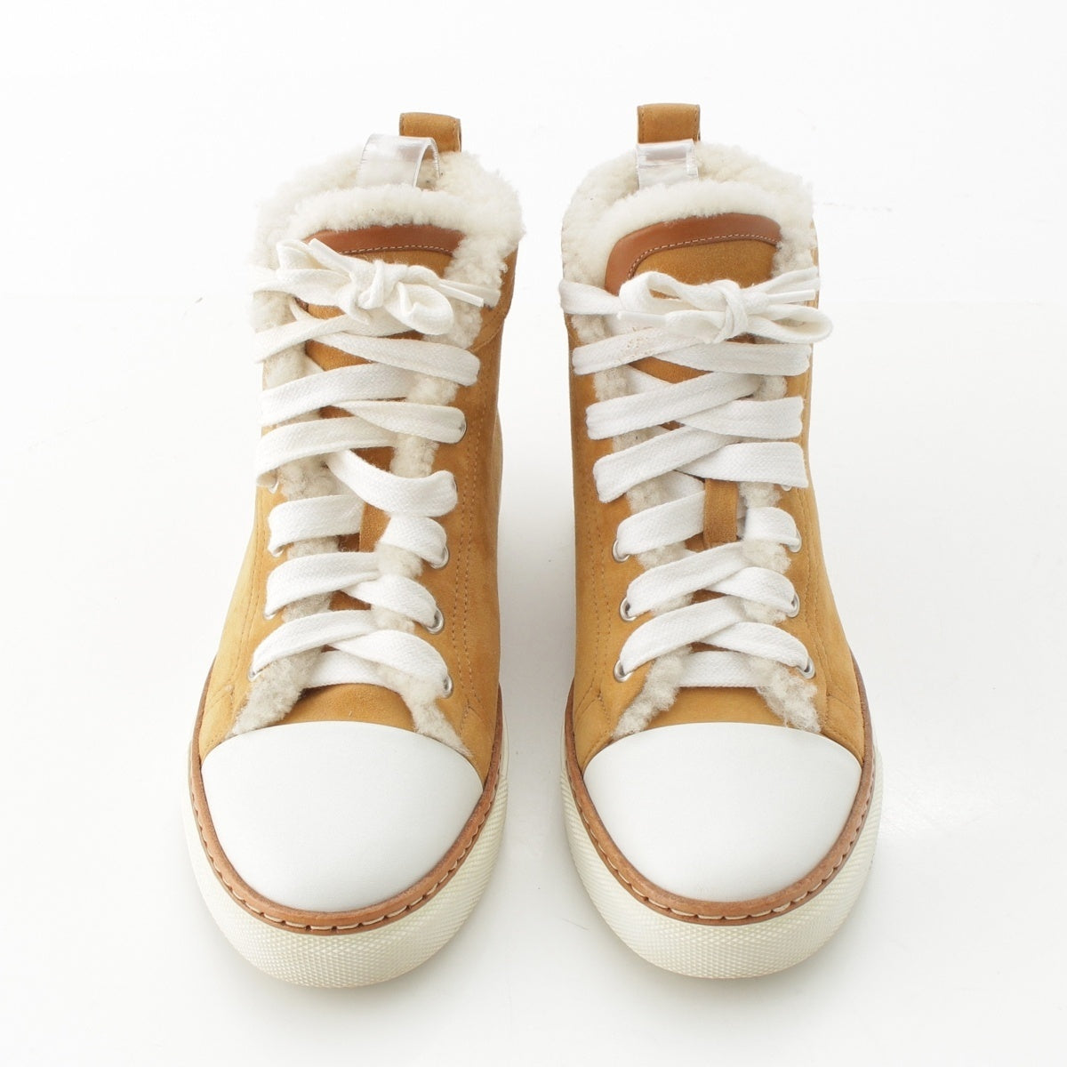 HERMES Jimmy Mouton High cut sneakers Beige white 37