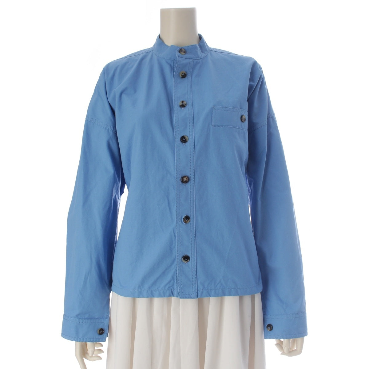 BOTTEGAVENETA cotton band collar shirt blouse 707349 blue 38