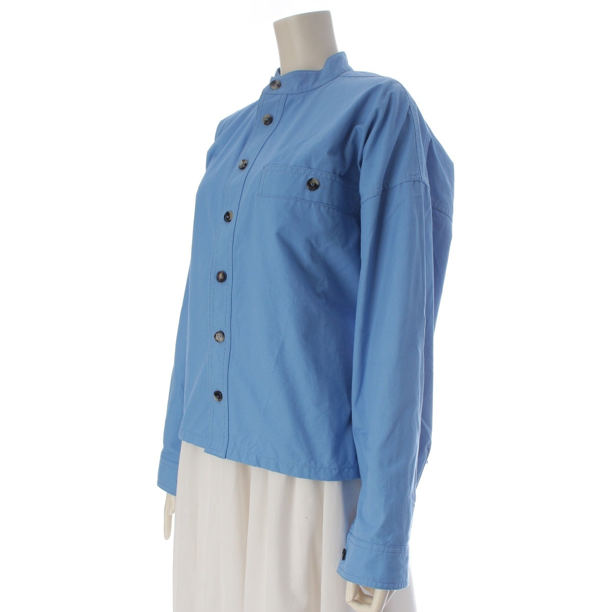 BOTTEGAVENETA cotton band collar shirt blouse 707349 blue 38