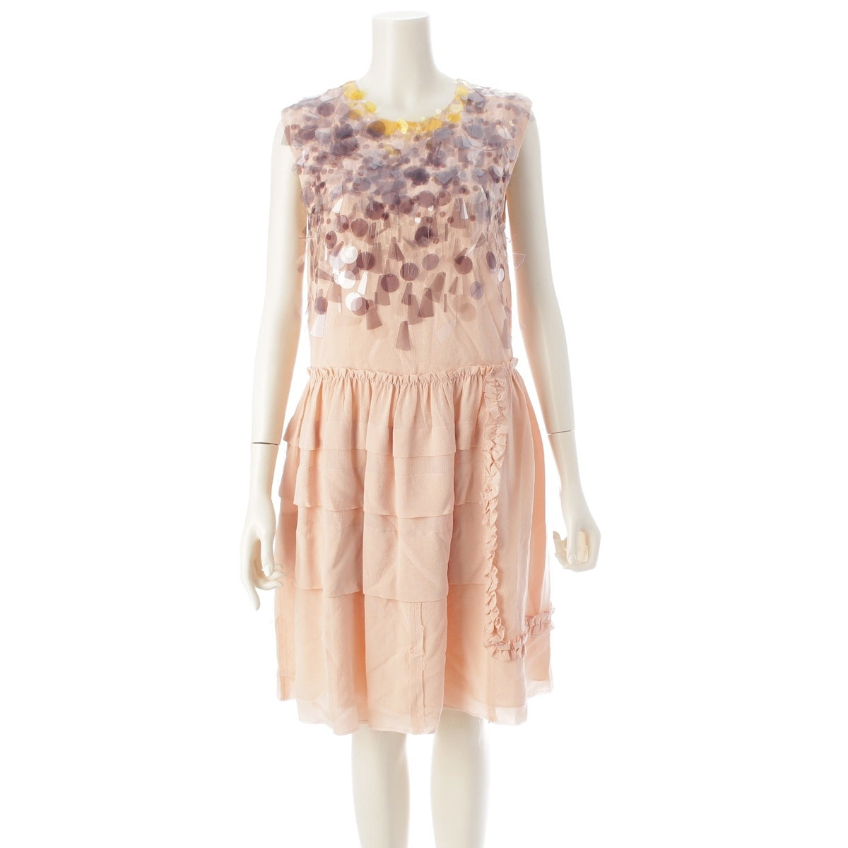 MIUMIU Embroidered Macarons one piece dress MF5774 pink 38