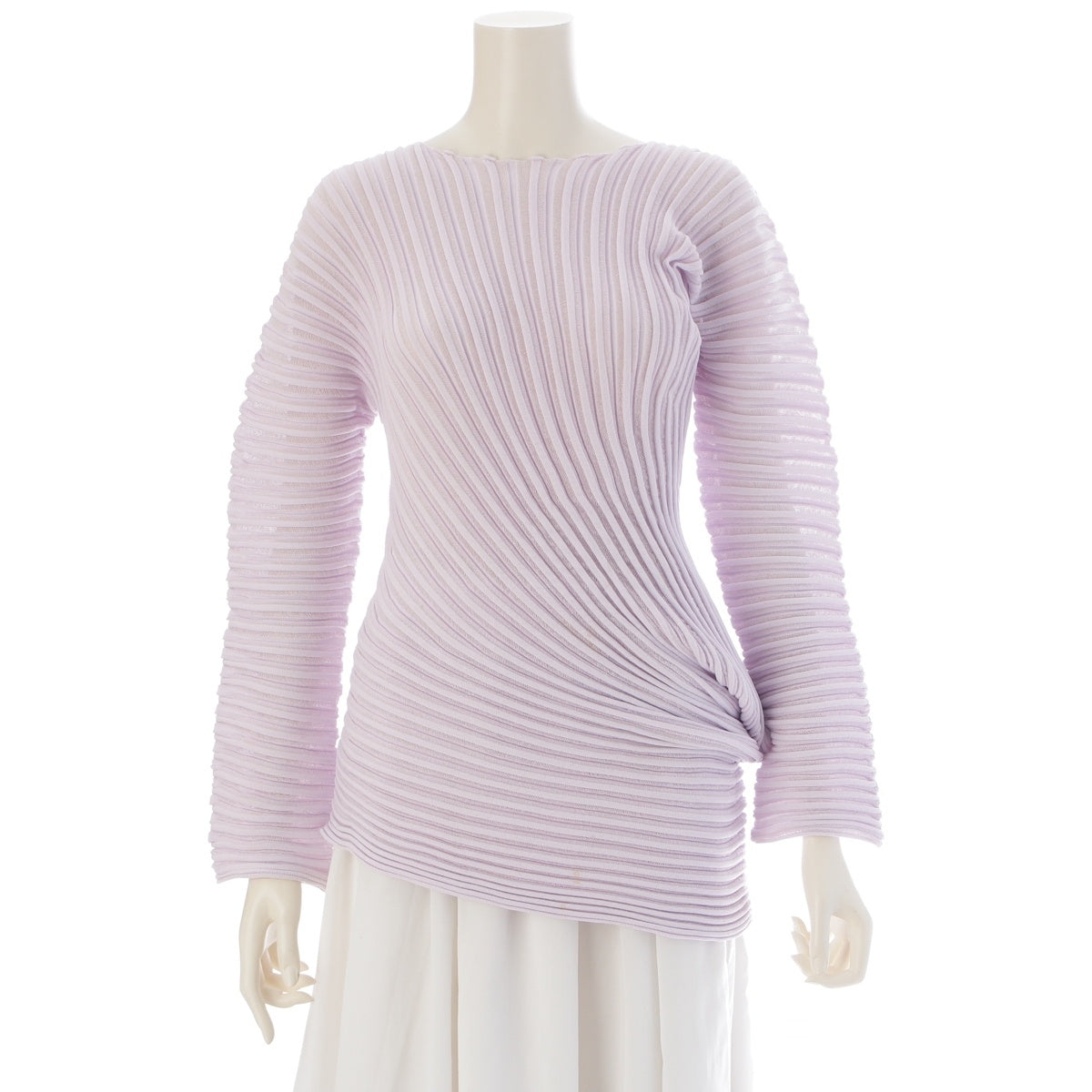 ISSEY MIYAKE Pleated Asymmetrical Long Sleeve knit IM51KN823 Light pink 2