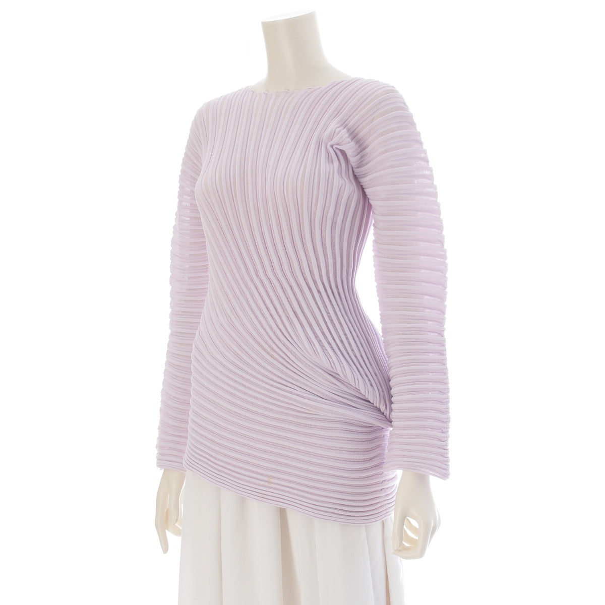 ISSEY MIYAKE Pleated Asymmetrical Long Sleeve knit IM51KN823 Light pink 2