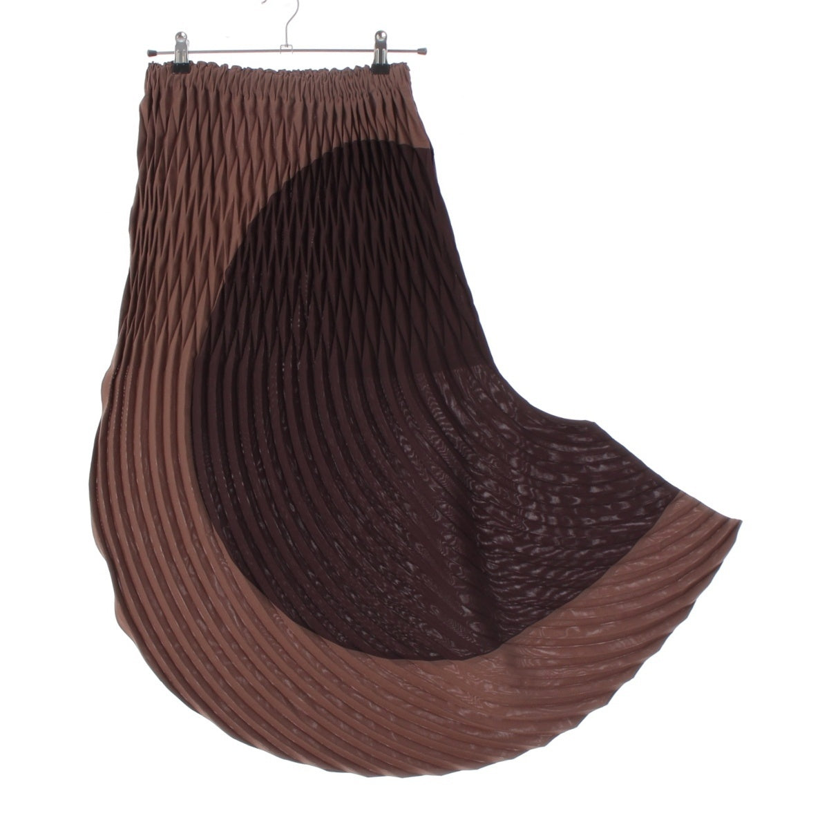 ISSEY MIYAKE polyester Pleated Asymmetrical Graphic skirt IM23FG105 Brown / beige 2