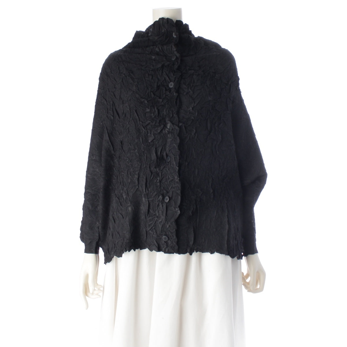 ISSEY MIYAKE polyester Wrinkles processing cardigan tops IM73FO159 black 2