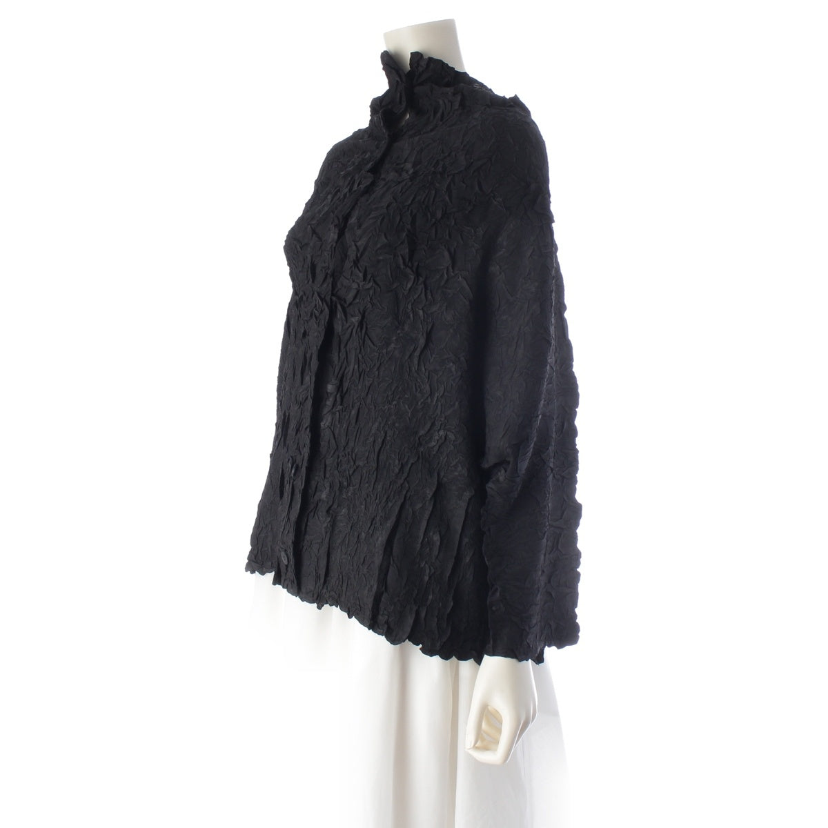ISSEY MIYAKE polyester Wrinkles processing cardigan tops IM73FO159 black 2