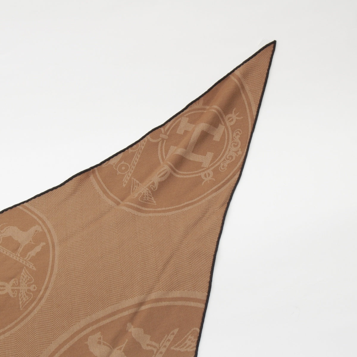HERMES Losange New Libris cashmere scarf Brown