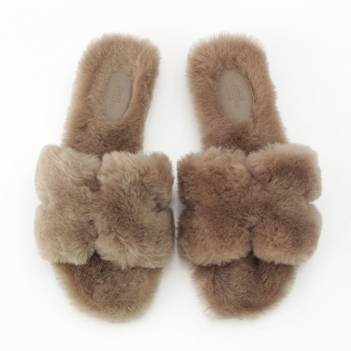 HERMES Oran Sheepskin fur Sandals Etope 37