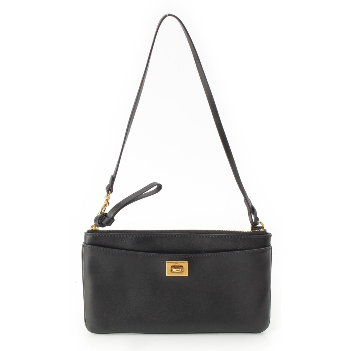 BALENCIAGA Rodeo Slingchette leather Pouch bag 853395 Gold Metal Black