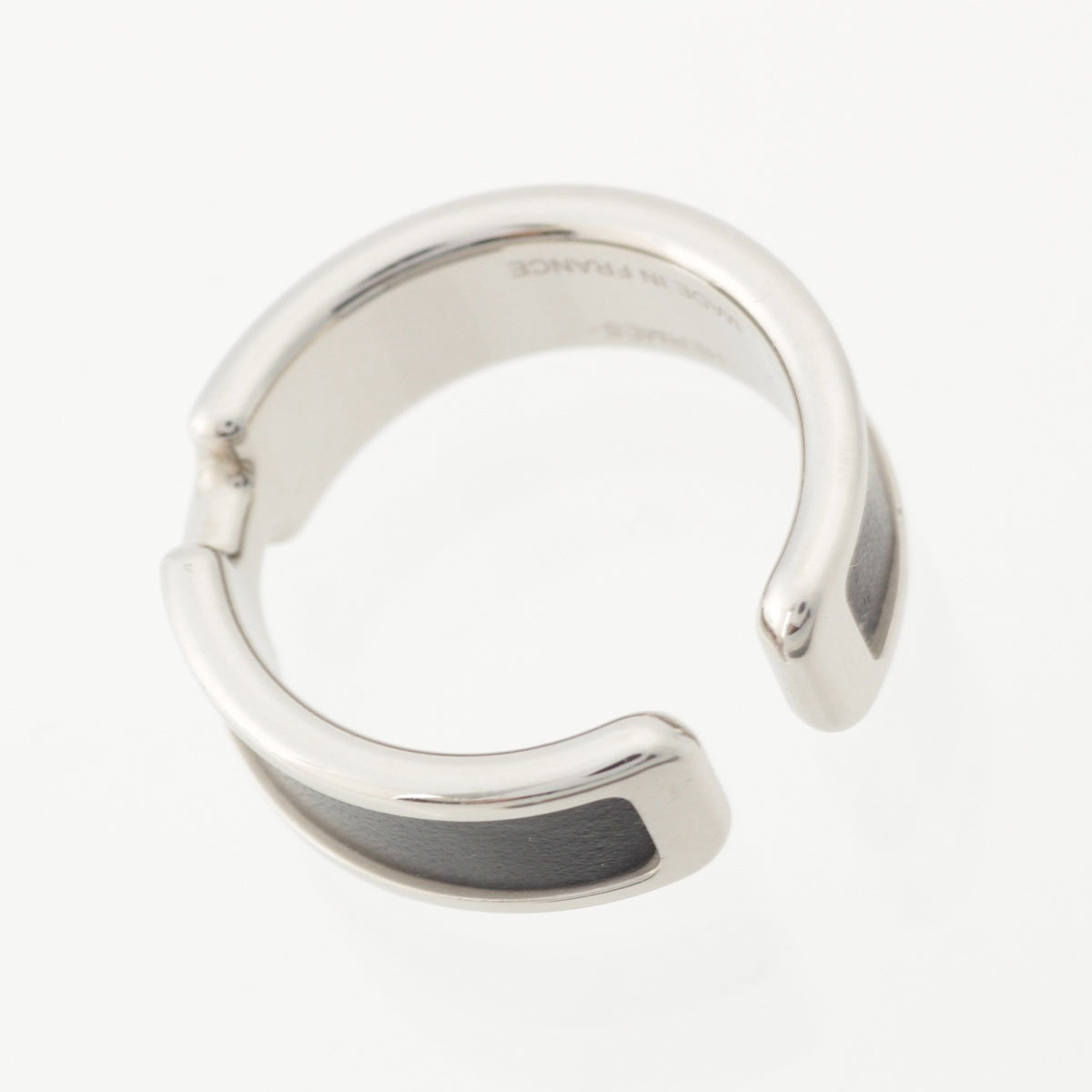 HERMES Silver leather olympic ear cuff Accessories Silver black