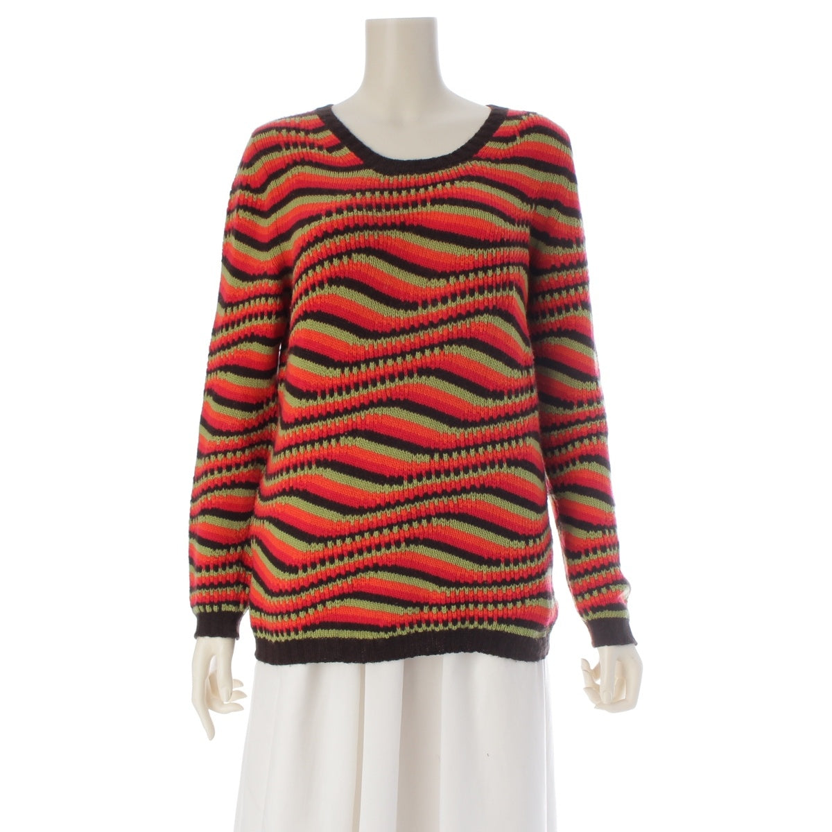 PRADA cashmere Multi-striped long-sleeved shirt sweater Knit Top multicolor 40
