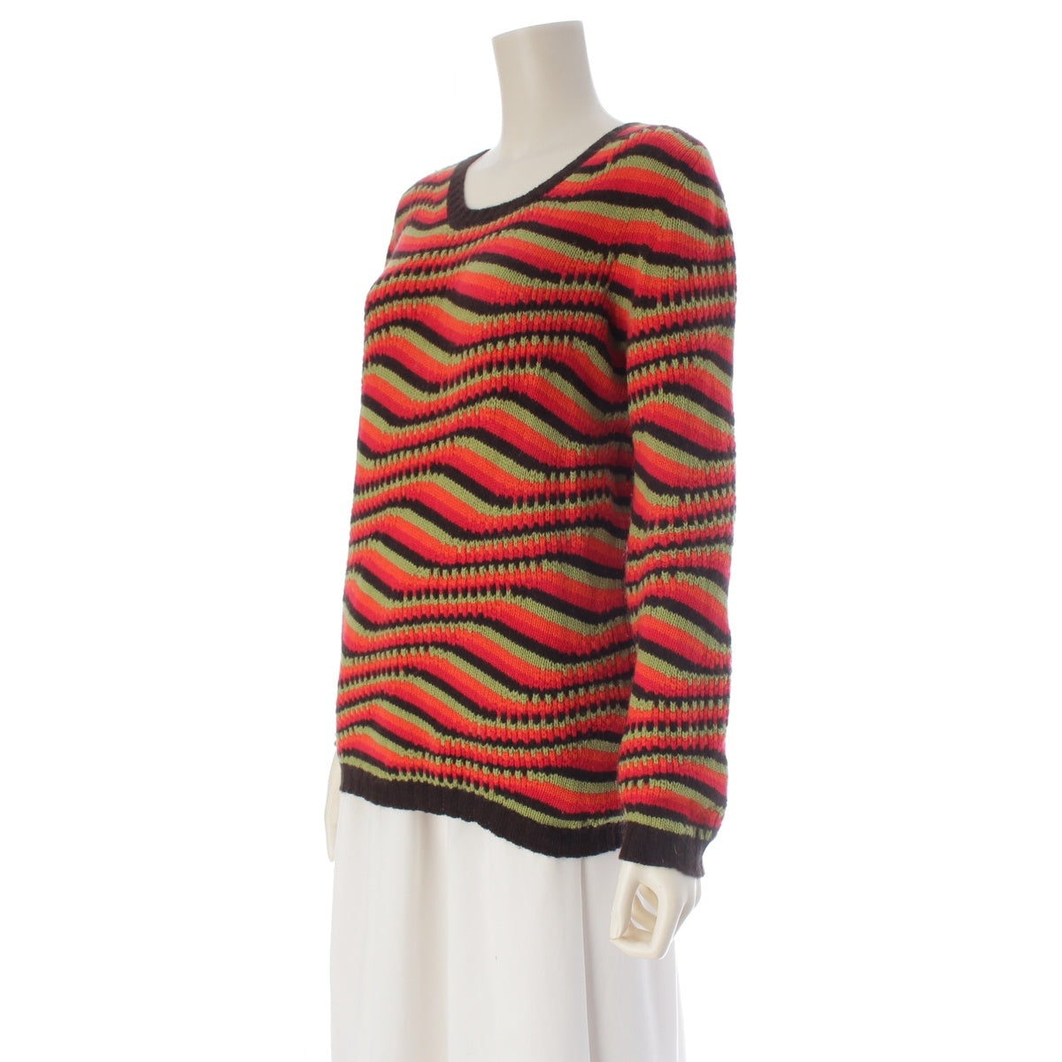 PRADA cashmere Multi-striped long-sleeved shirt sweater Knit Top multicolor 40