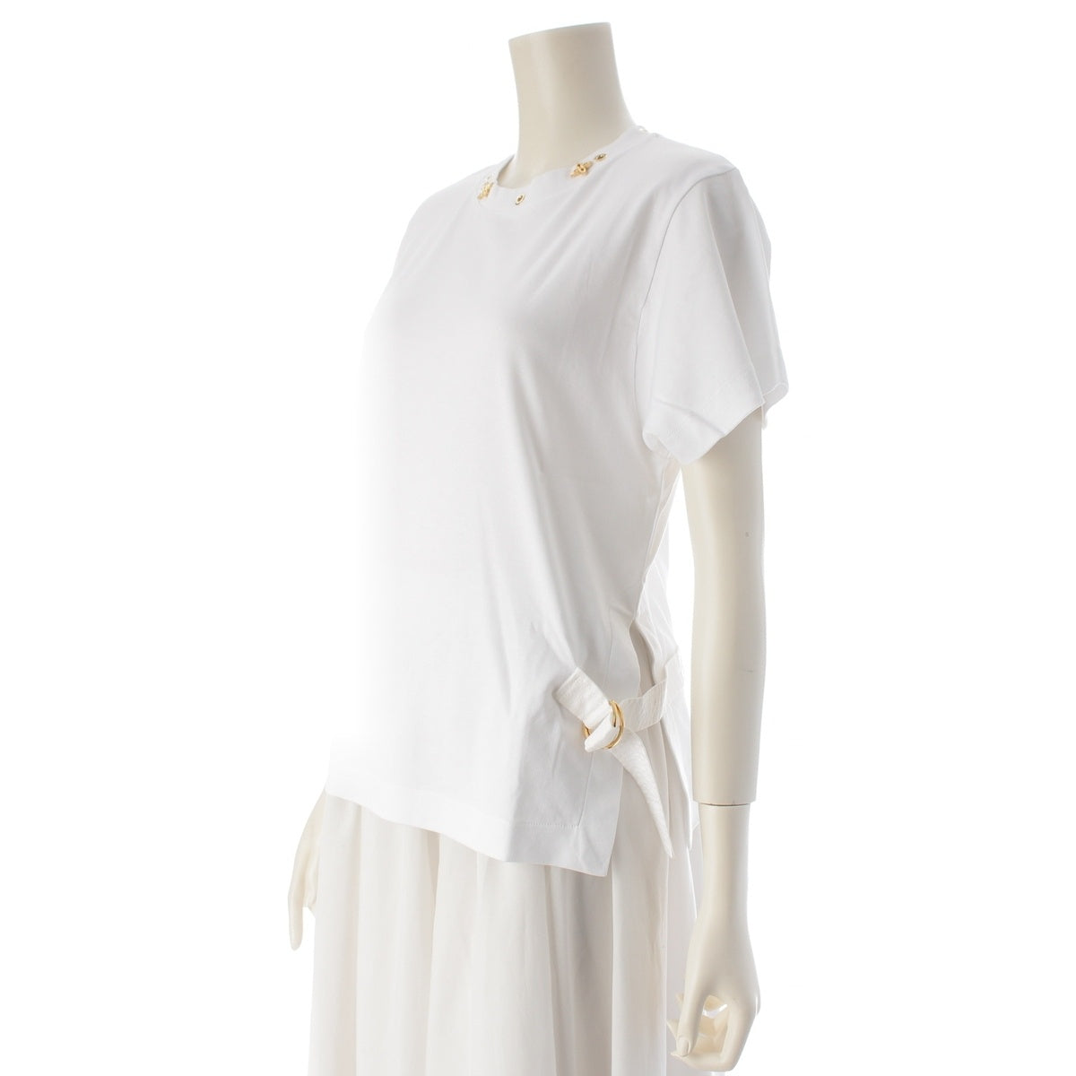 LOUIS VUITTON Cotton silk Side strap Short sleeve T-shirt tops RW191W white XS