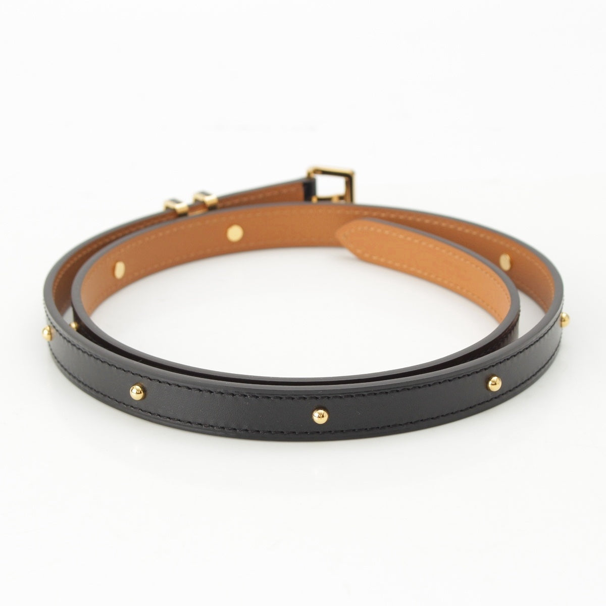 HERMES Pop H 15 leather Pop ash belt Black Gold Metal 75
