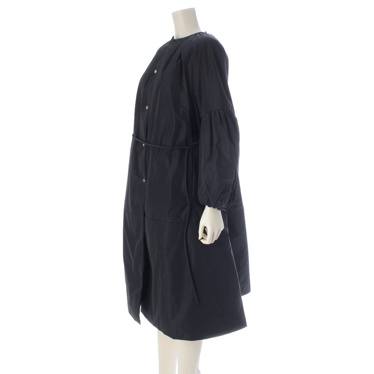 Drawer Collarless Taffeta Gathered Sleeves coat 6525‐299‐0778 Black navy 38
