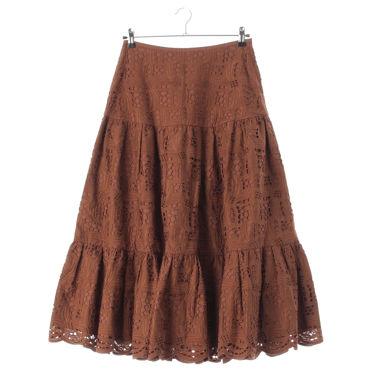Drawer cotton Embroidery Gathered skirt 6524-299-1544 Brown 38