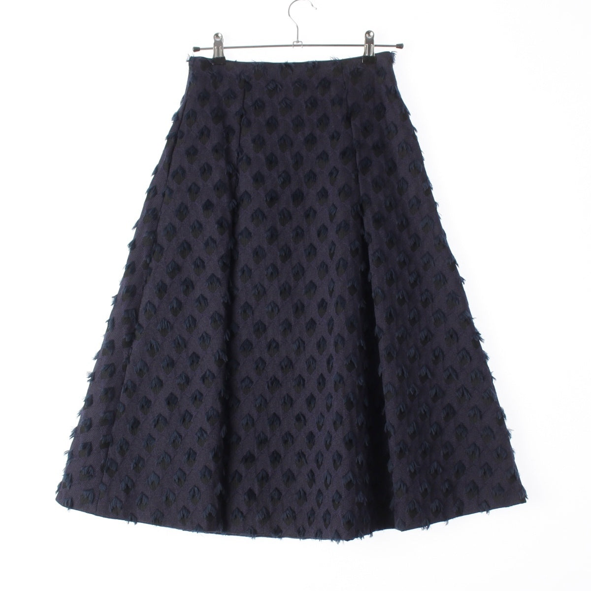 Drawer wool Cut Jacquard Flare skirt 6524-299-1367 Navy 36