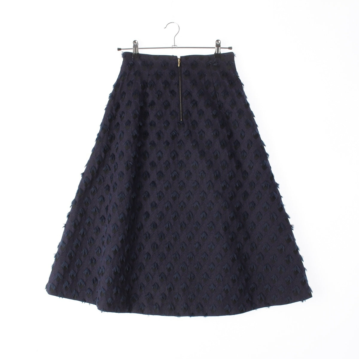 Drawer wool Cut Jacquard Flare skirt 6524-299-1367 Navy 36