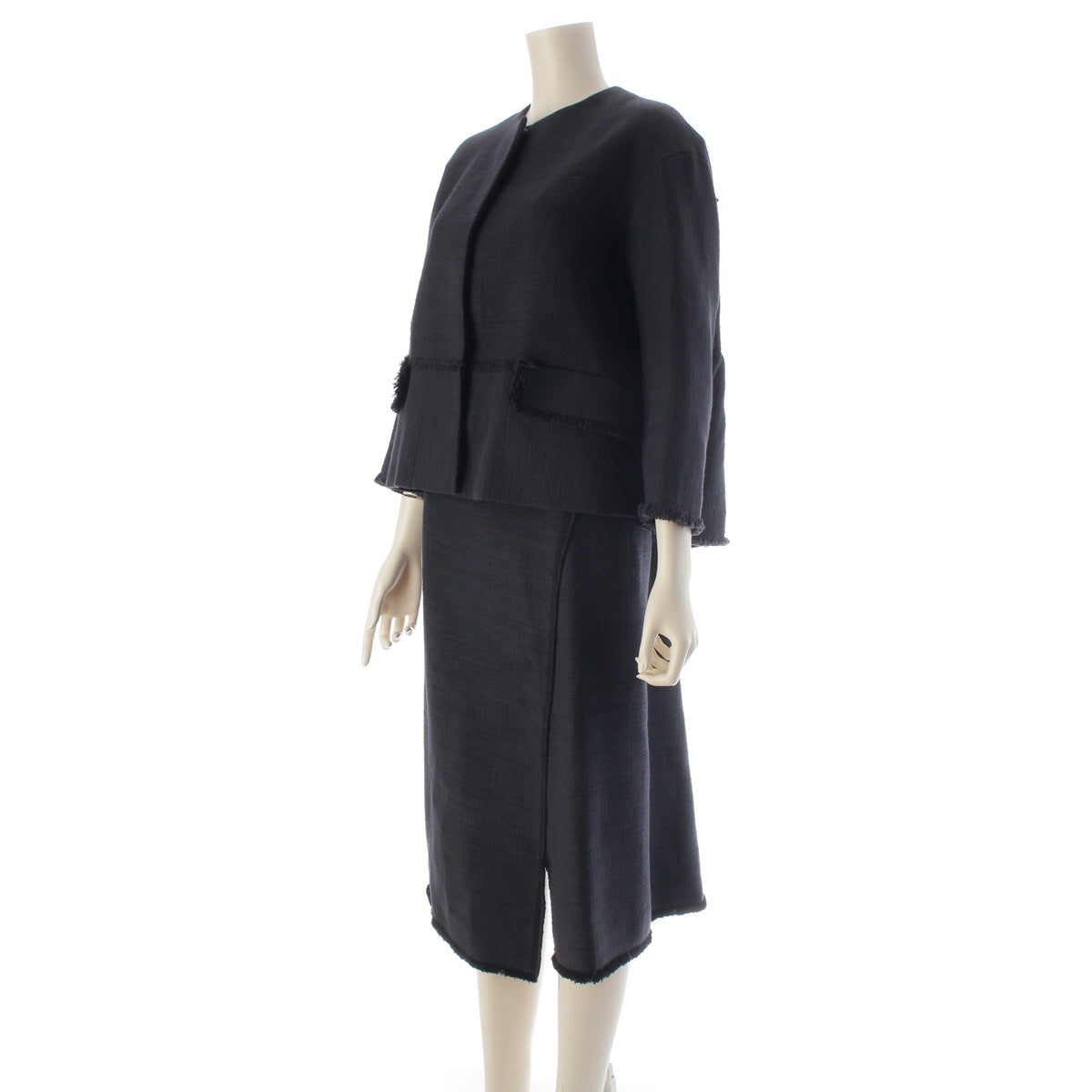 Drawer cotton Tweed suit jacket Skirt setup 6522-234-0531 Navy 36/38