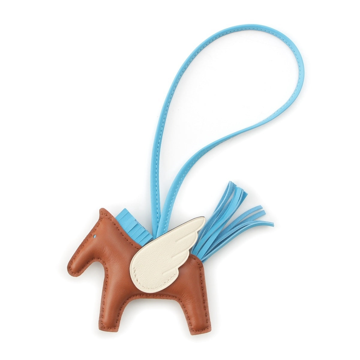 HERMES Rodeo Pegasus PM charm Agneau Milo Bag Charm H083010CADJ Celeste x Cre x Gold