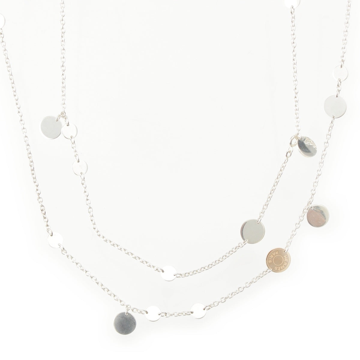 HERMES Confetti Necklace jewelry 925 AU750 Silver 33.6g