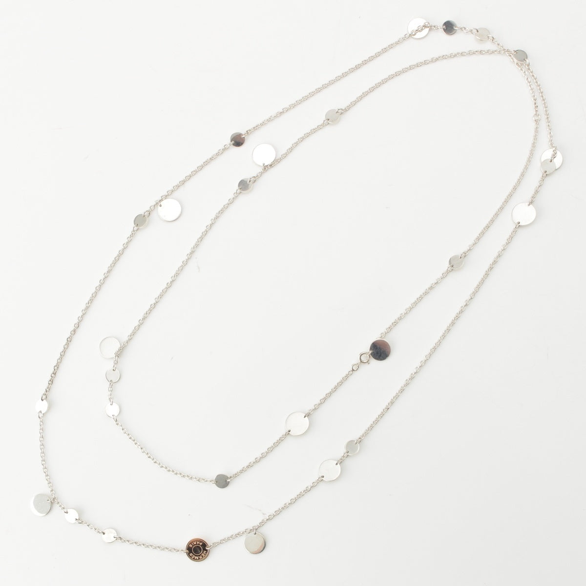 HERMES Confetti Necklace jewelry 925 AU750 Silver 33.6g