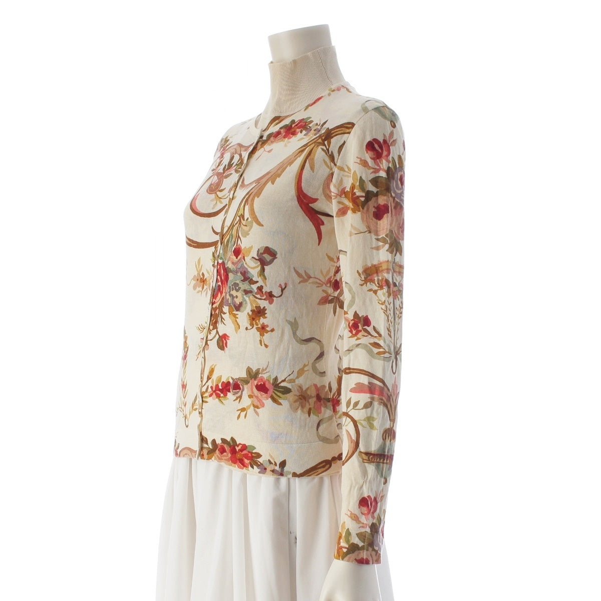 Christian Dior Galliano period Wool Cashmere Silk Floral print sleeveless high-neck ensemble ensemble top cardigan 2H13077062/2H13055161 Ivory 38
