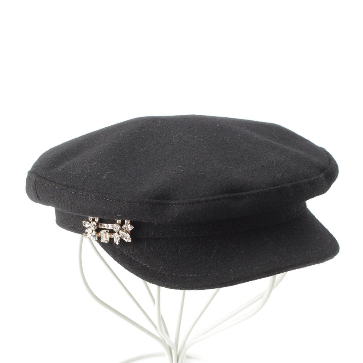Roger Vivier wool Bijoux Casquette Work Cap Hat REWH0140100580 black S