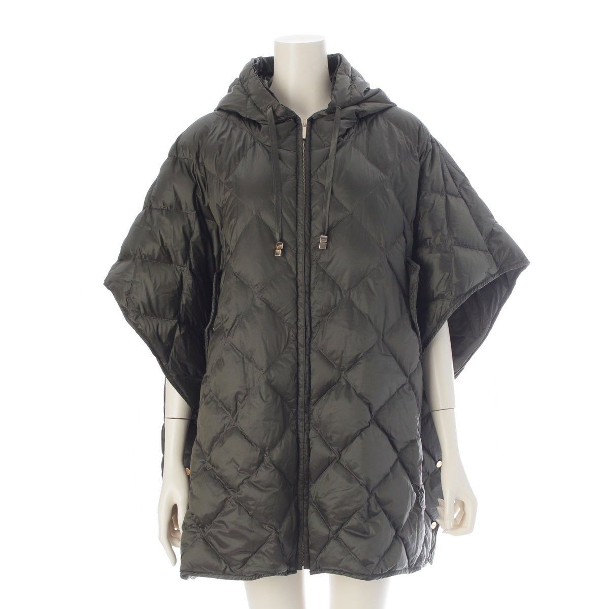 MAX MARA The Cube Nylon Quilted Down Cape poncho 23973604366 khaki M