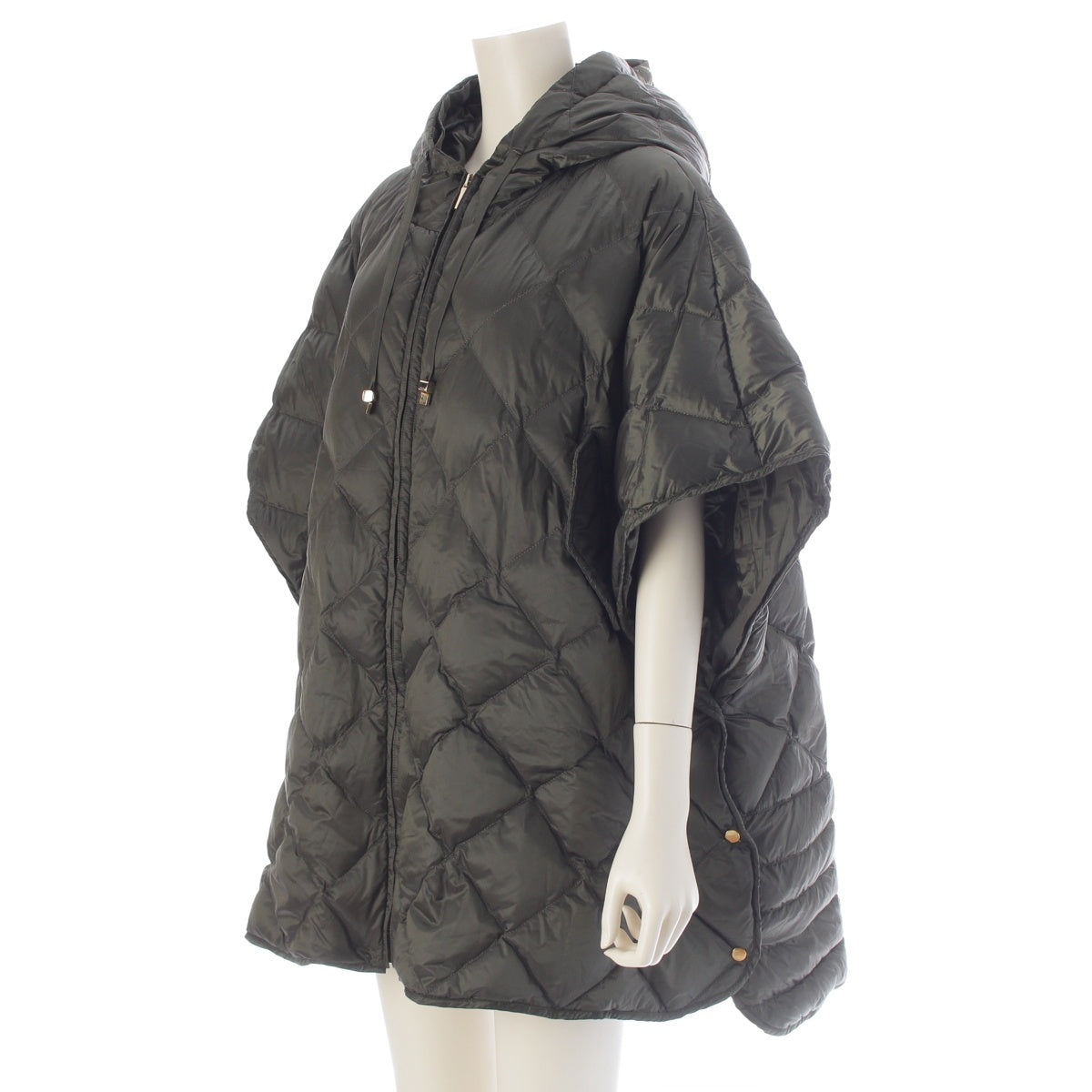 MAX MARA The Cube Nylon Quilted Down Cape poncho 23973604366 khaki M