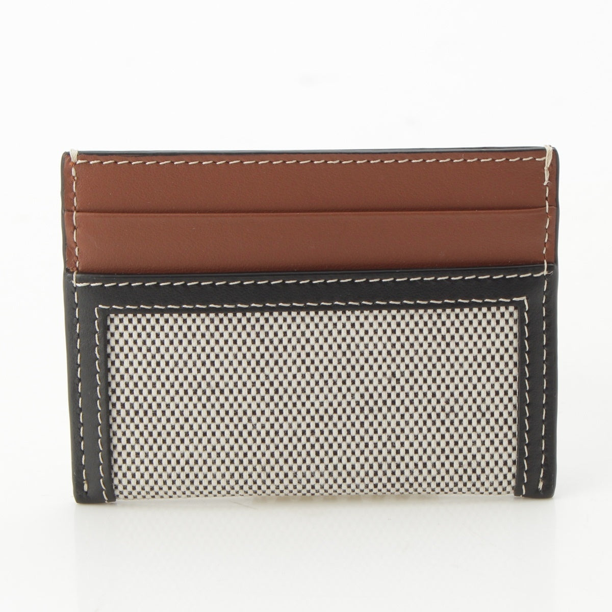 BURBERRY Horse ferry Canvas leather logo Card Case Black x brown