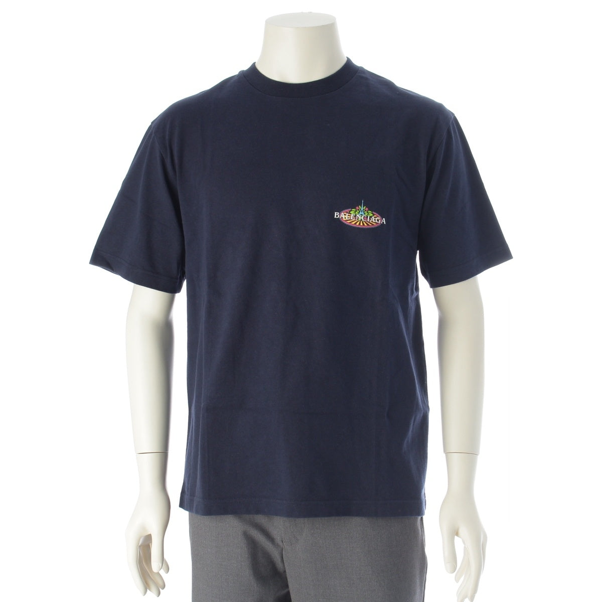 BALENCIAGA BONJOUR logo Short sleeve T-shirt 594579 Navy XS