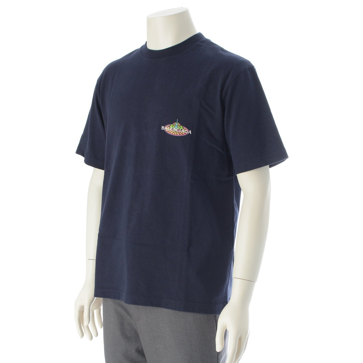 BALENCIAGA BONJOUR logo Short sleeve T-shirt 594579 Navy XS