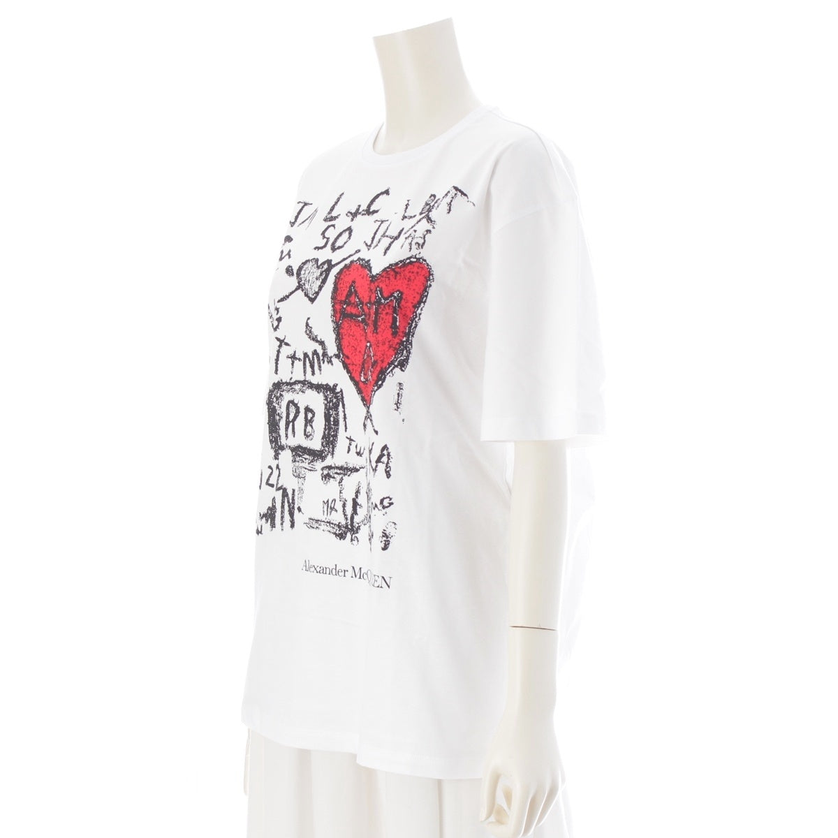 Alexander McQueen Paint Heart Logo Short sleeve T-shirt 711430 white 42