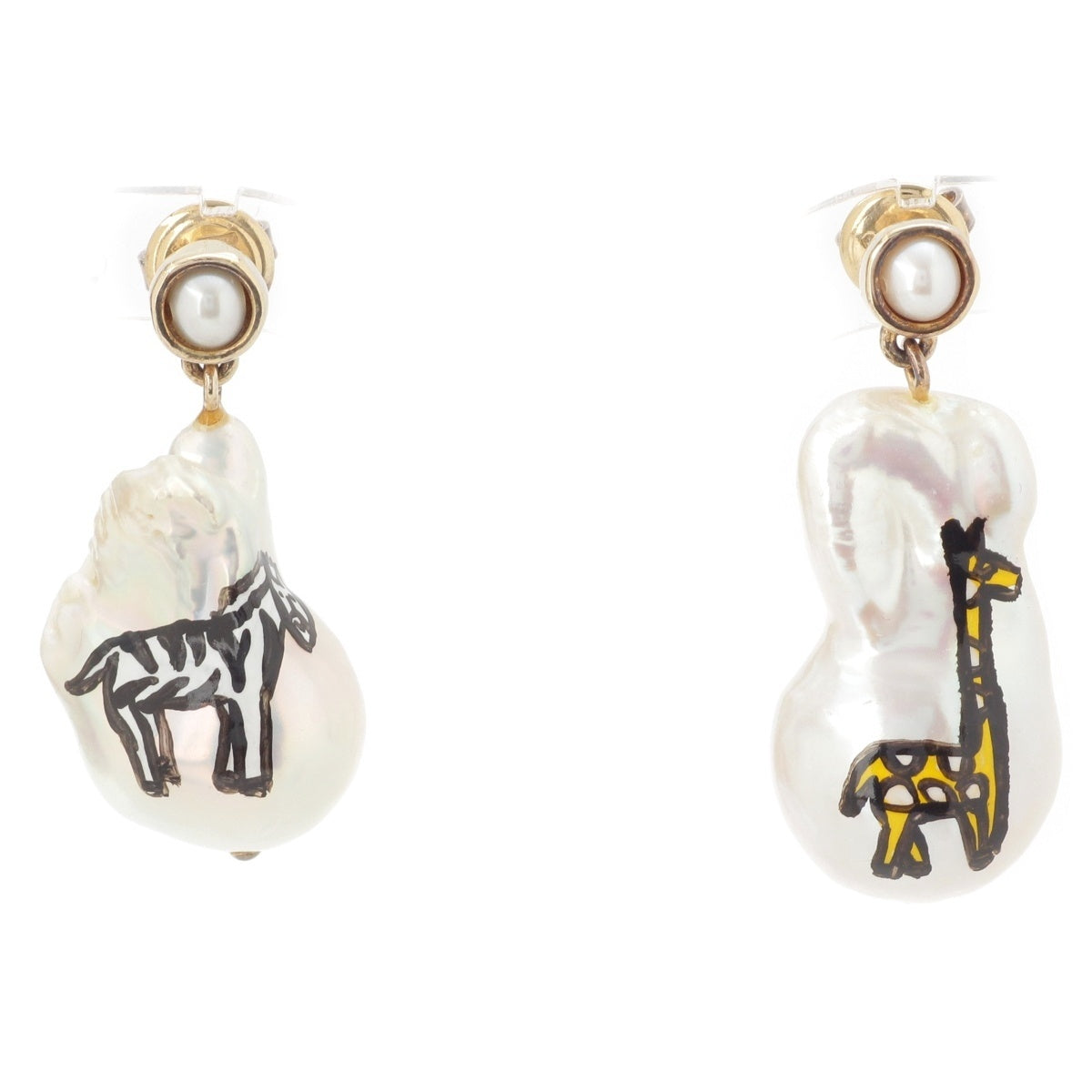 BOTTEGAVENETA SV925 Gold Plated Animal Pearl Pierce jewelry white