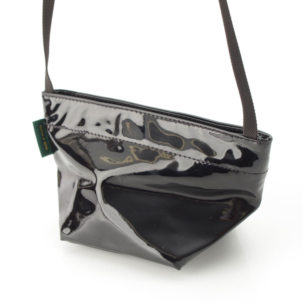 Herve Chapelier enamel Boat type Shoulder Bag black XS