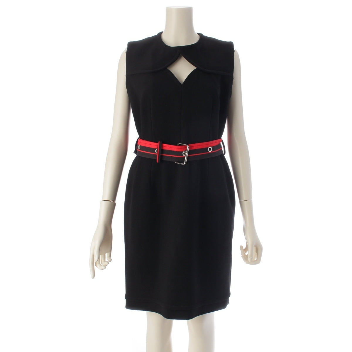 LOUIS VUITTON No sleeve one piece Dress with monogram belt black 36