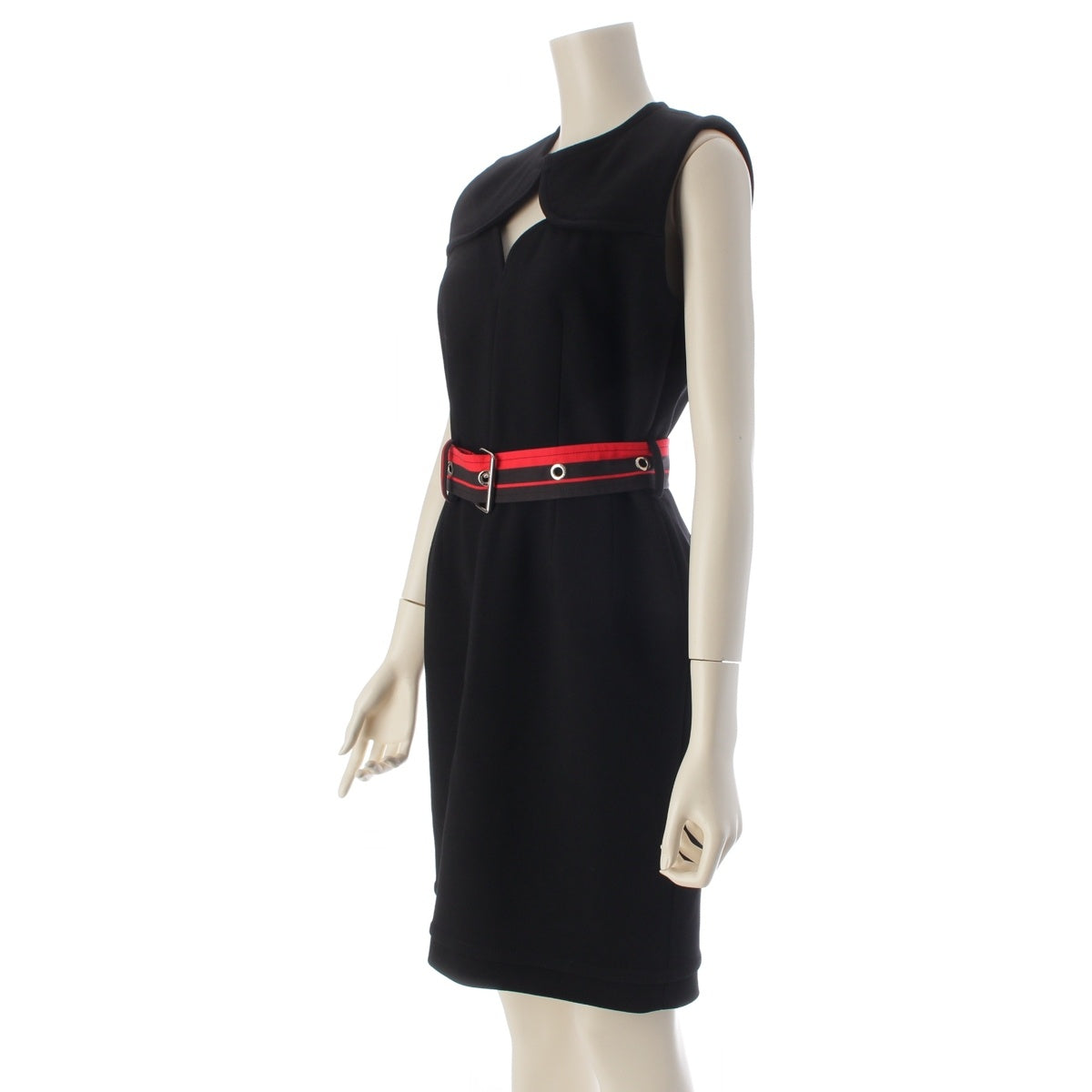 LOUIS VUITTON No sleeve one piece Dress with monogram belt black 36