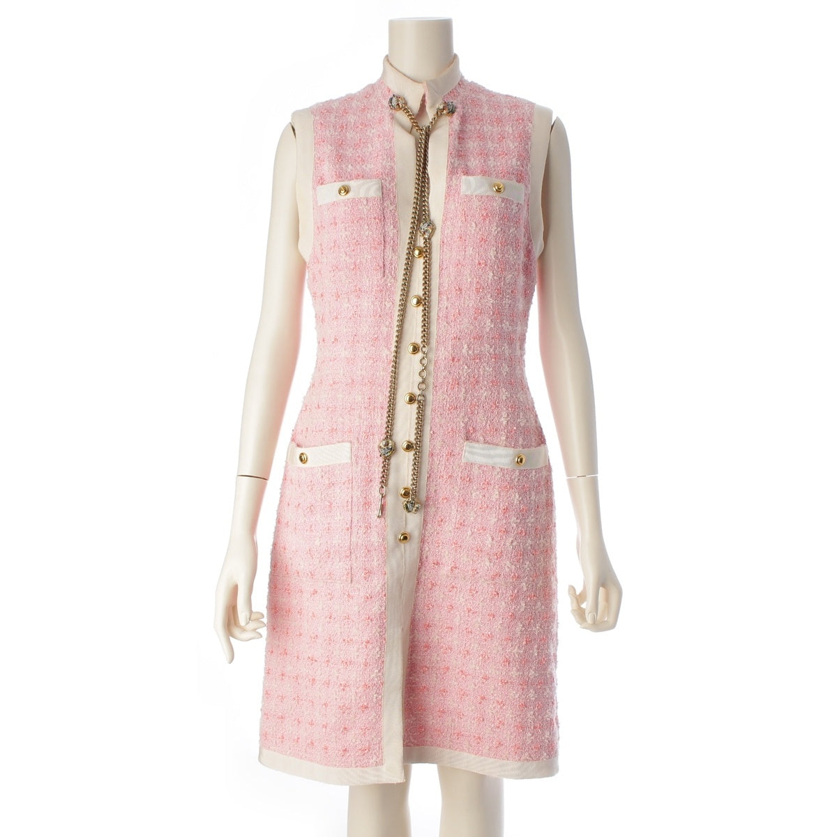 GUCCI Lion Tweed Sleeveless one piece 550373 pink 38