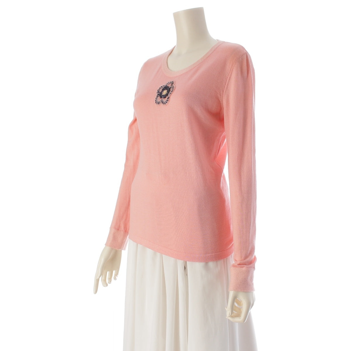 CHANEL cashmere silk COCO Mark Camelia knit tops P40352 pink 34