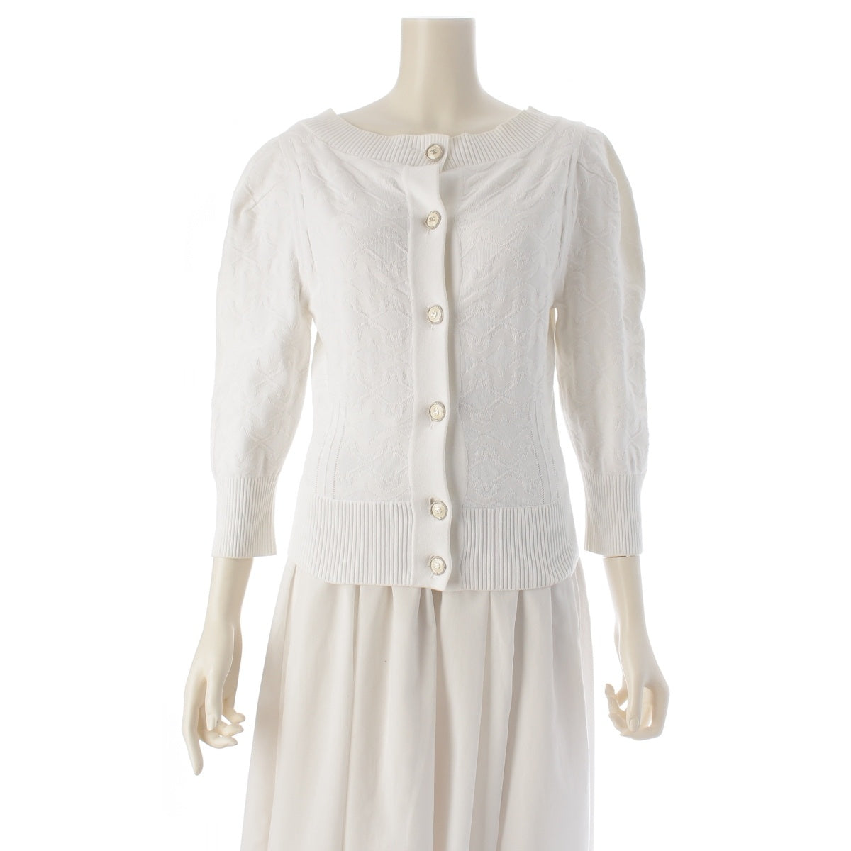 CHANEL COCO Mark knit cardigan P45327 white 34