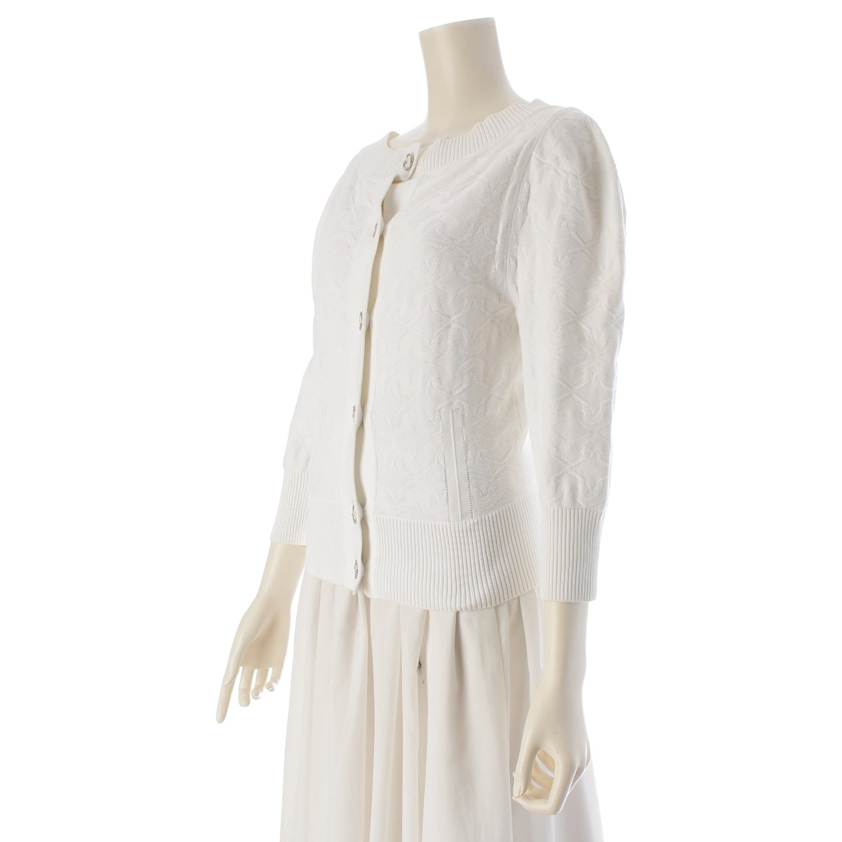 CHANEL COCO Mark knit cardigan P45327 white 34