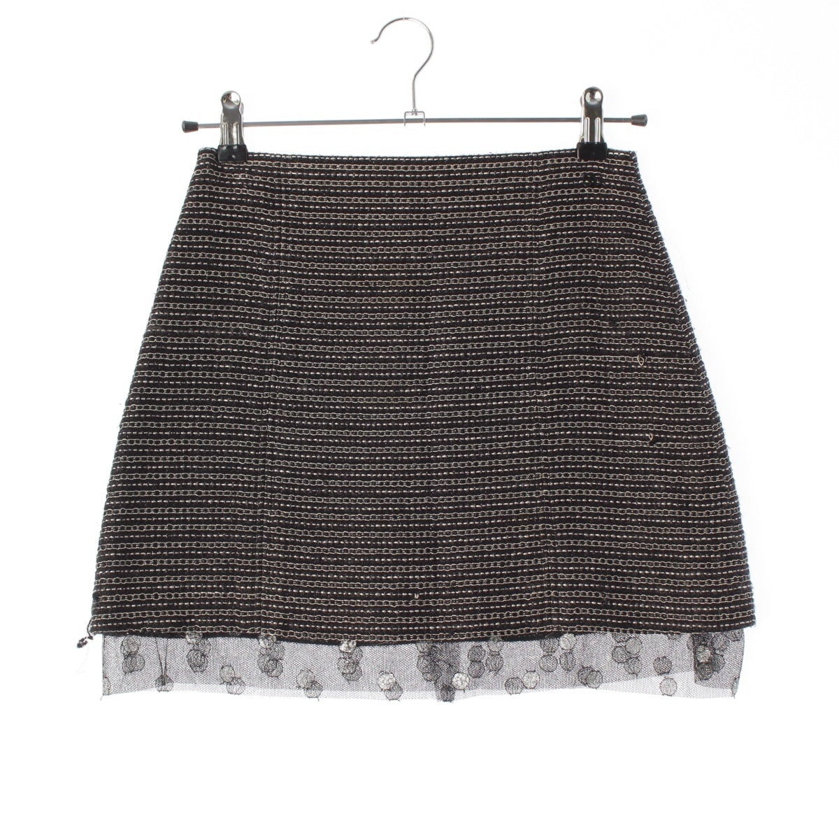 CHANEL Chain Pattern Tweed skirt Bottoms P22251 black 38